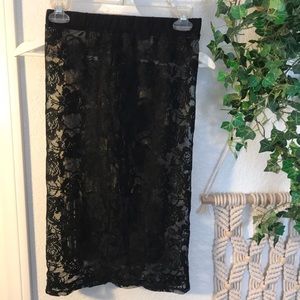 Sheer lace pencil skirt